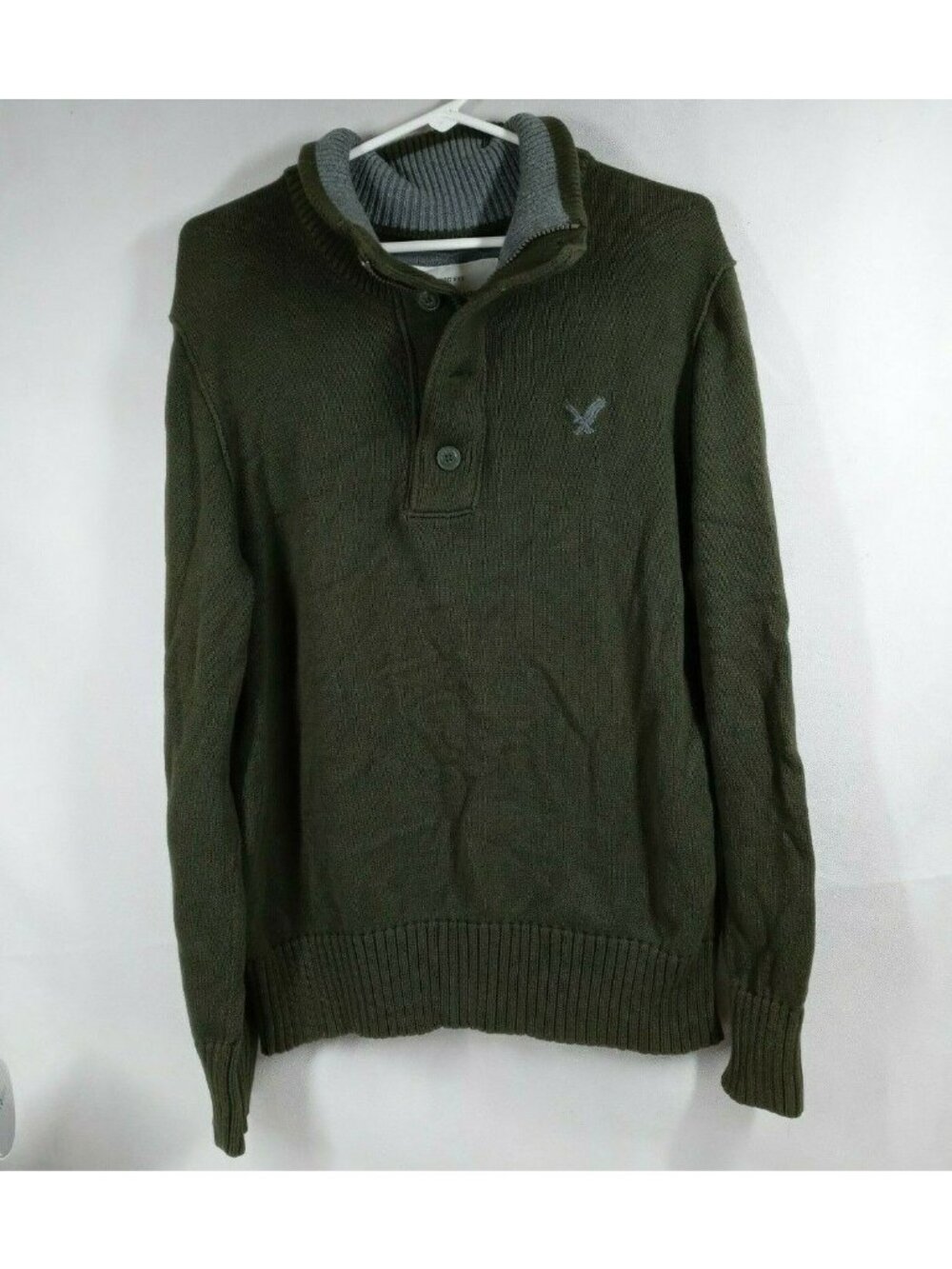 Vintage American Eagle Outfitters Men's Classic Fit Green Sweater Size Large